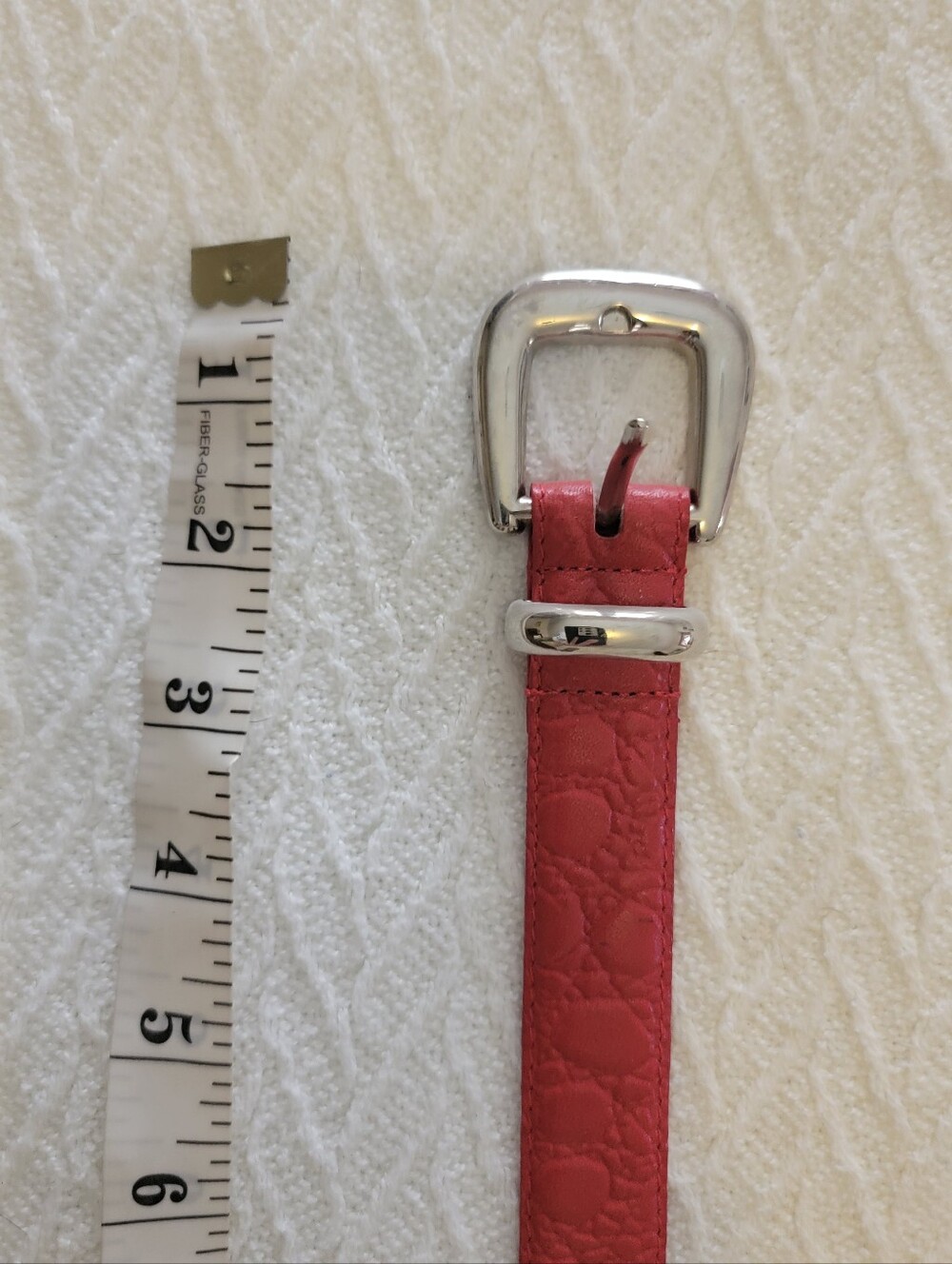 Vintage A TAYLOR Red Genuine Leather Belt with Silver Buckle